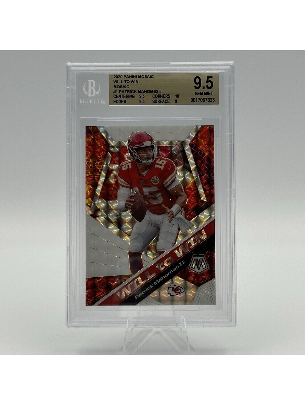 Patrick Mahomes II 2020 Panini Mosaic Will To Win #WW1 BGS 9.5 Gem Mint